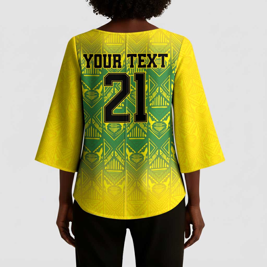 Afro-Jamaicans Custom Kimono Sleeve Blouse Reggae Boyz With Traditional Pattern