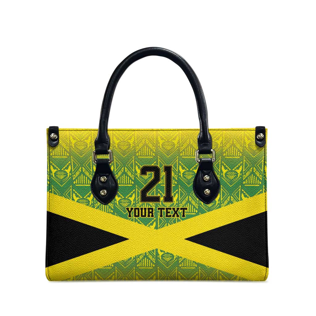 Afro-Jamaicans Custom Leather Bag Reggae Boyz With Traditional Pattern