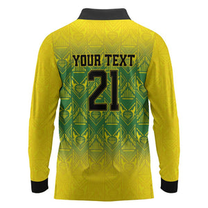 Afro-Jamaicans Custom Long Sleeve Polo Shirt Reggae Boyz With Traditional Pattern