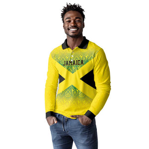 Afro-Jamaicans Custom Long Sleeve Polo Shirt Reggae Boyz With Traditional Pattern