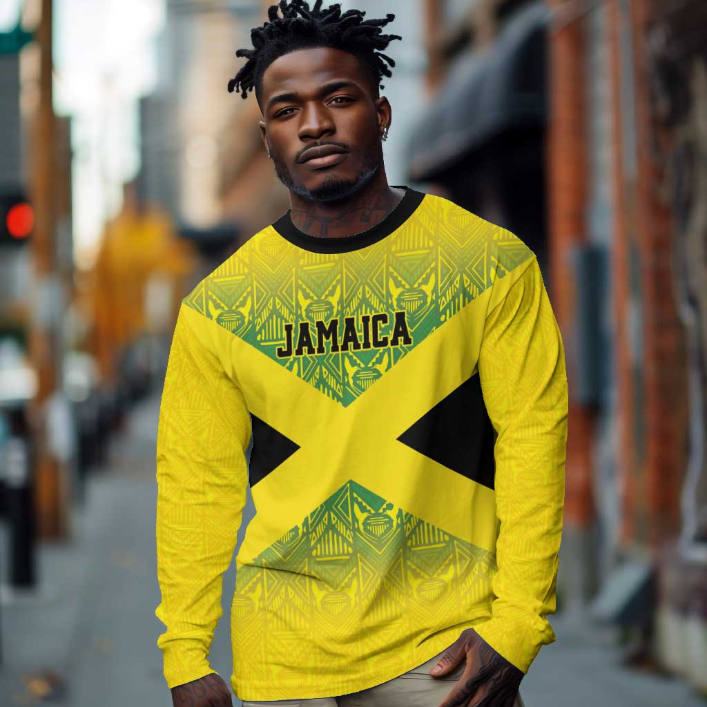 Afro-Jamaicans Custom Long Sleeve Shirt Reggae Boyz With Traditional Pattern