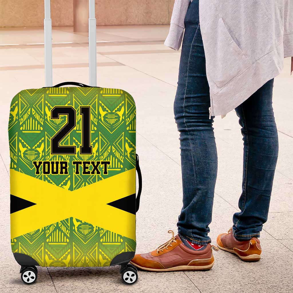 Afro-Jamaicans Custom Luggage Cover Reggae Boyz With Traditional Pattern