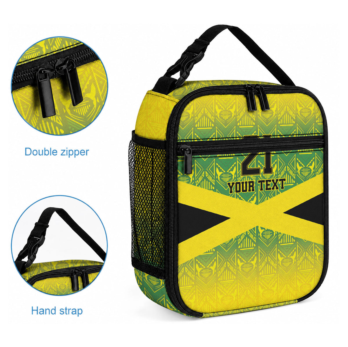 Afro-Jamaicans Custom Lunch Bag Reggae Boyz With Traditional Pattern