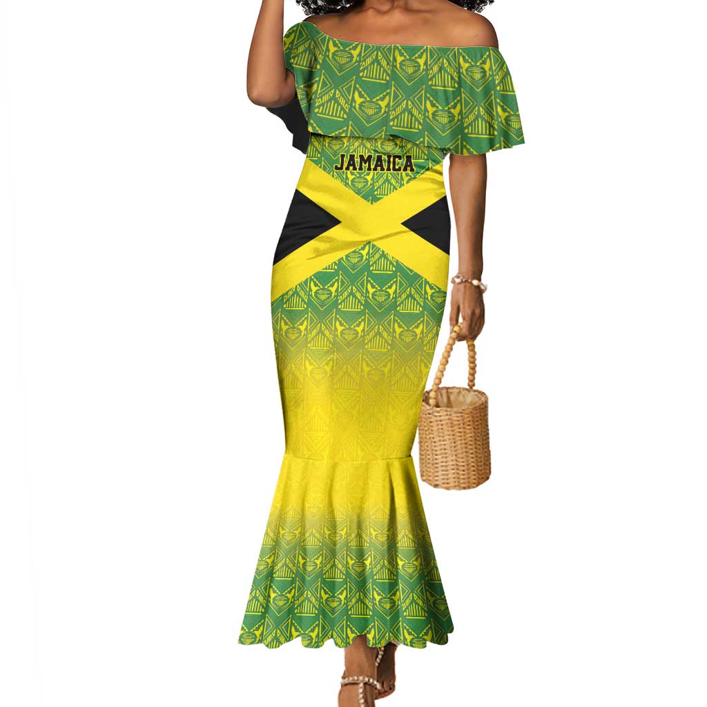 Afro-Jamaicans Custom Mermaid Dress Reggae Boyz With Traditional Pattern