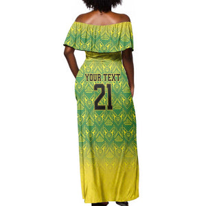 Afro-Jamaicans Custom Off Shoulder Maxi Dress Reggae Boyz With Traditional Pattern