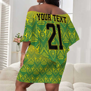 Afro-Jamaicans Custom Off Shoulder Short Dress Reggae Boyz With Traditional Pattern