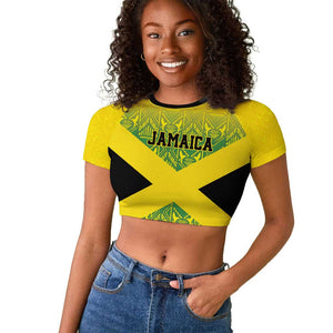 Afro-Jamaicans Custom Raglan Cropped T shirt Reggae Boyz With Traditional Pattern