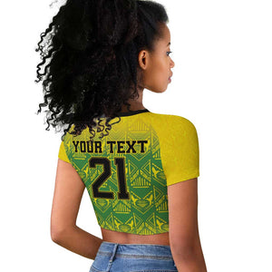 Afro-Jamaicans Custom Raglan Cropped T shirt Reggae Boyz With Traditional Pattern