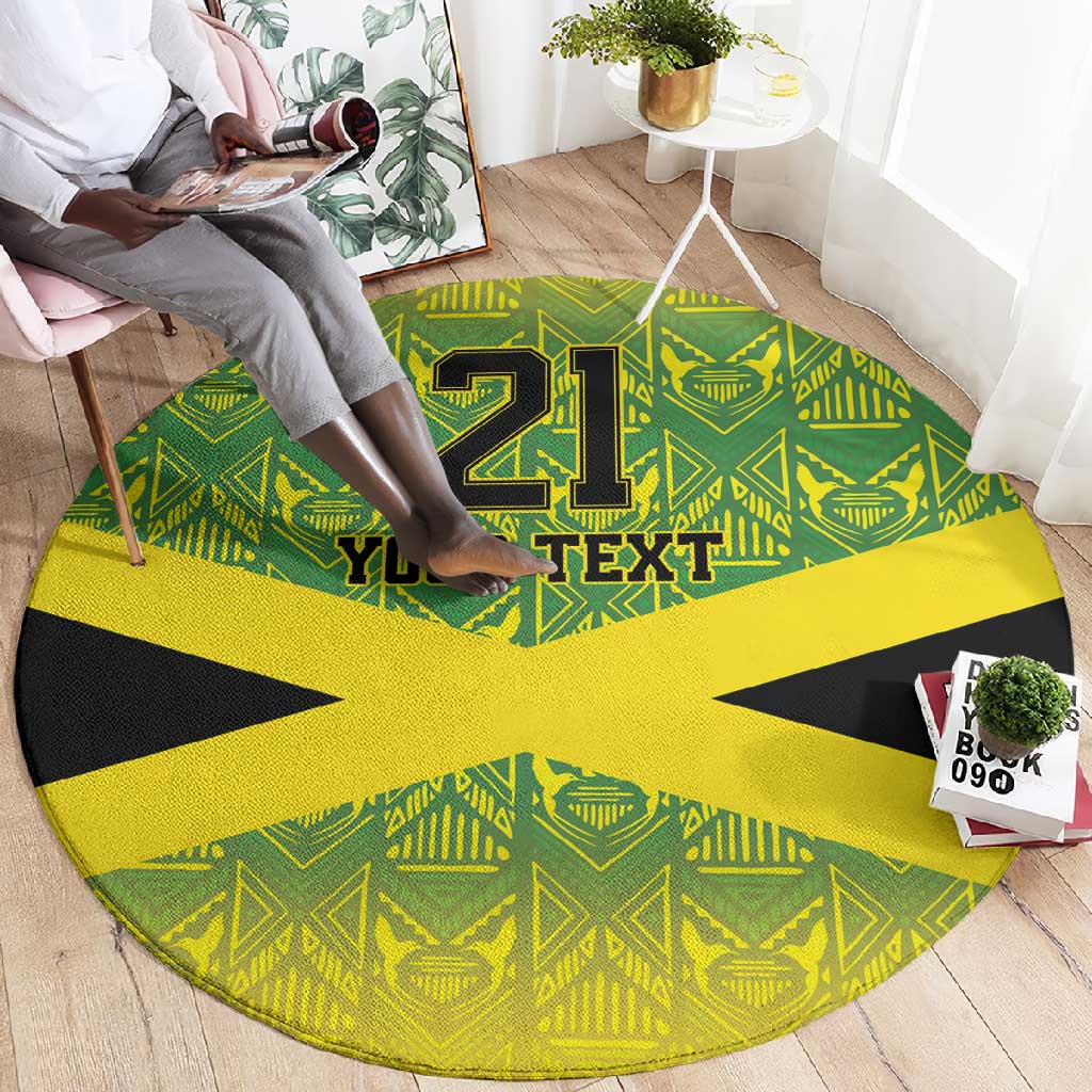 Afro-Jamaicans Custom Round Carpet Reggae Boyz With Traditional Pattern