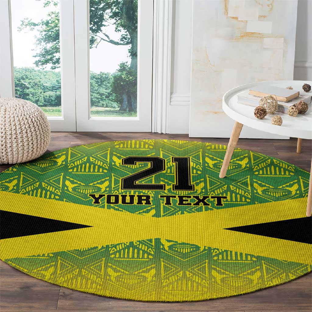 Afro-Jamaicans Custom Round Carpet Reggae Boyz With Traditional Pattern