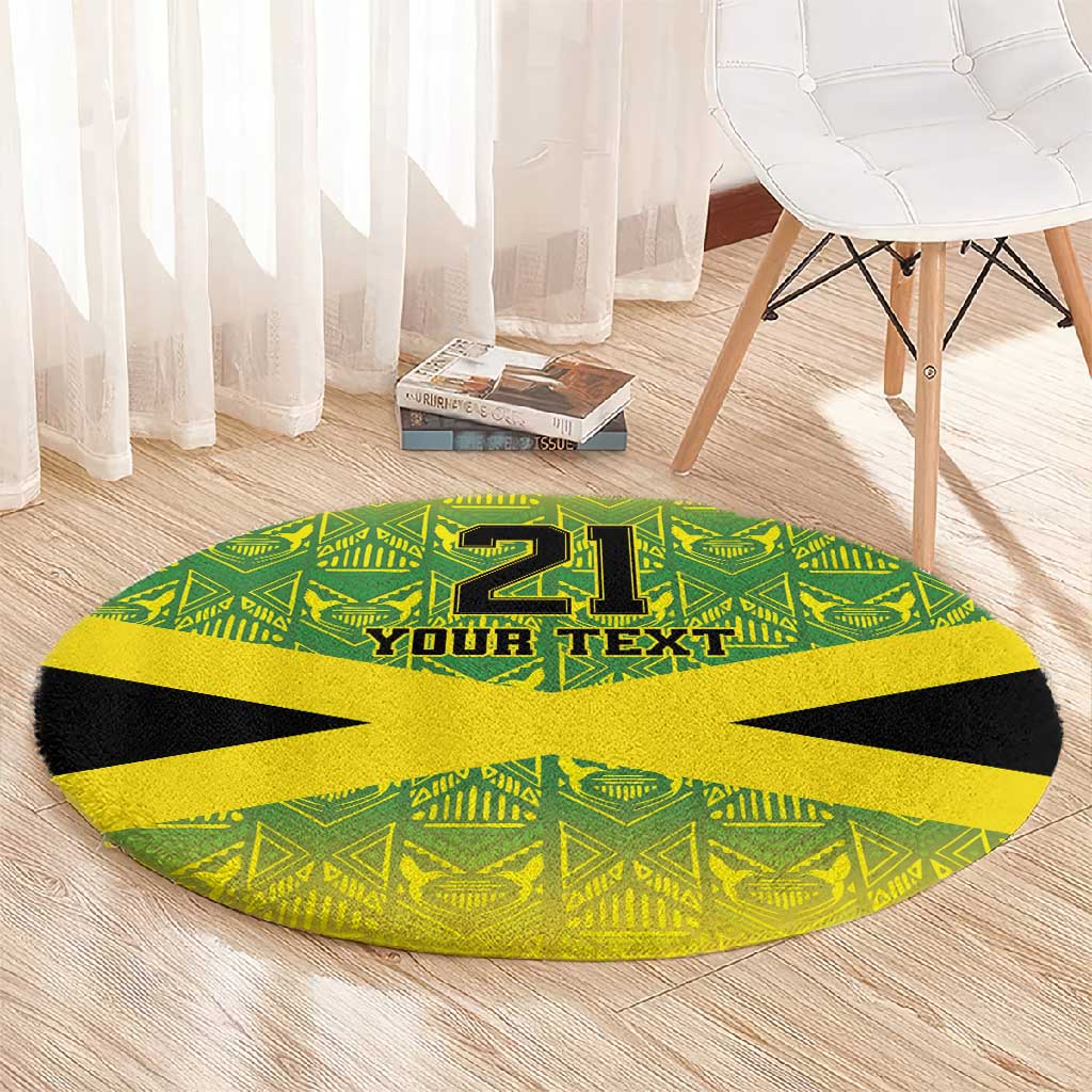 Afro-Jamaicans Custom Round Carpet Reggae Boyz With Traditional Pattern