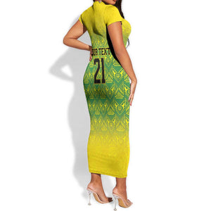 Afro-Jamaicans Custom Short Sleeve Bodycon Dress Reggae Boyz With Traditional Pattern