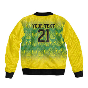 Afro-Jamaicans Custom Sleeve Zip Bomber Jacket Reggae Boyz With Traditional Pattern