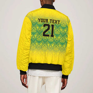 Afro-Jamaicans Custom Sleeve Zip Bomber Jacket Reggae Boyz With Traditional Pattern