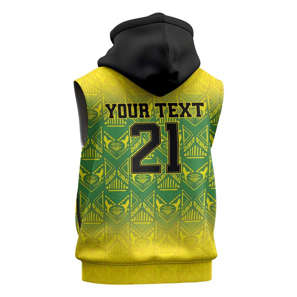 Afro-Jamaicans Custom Sleeveless Zip Hoodie Reggae Boyz With Traditional Pattern - African Pride