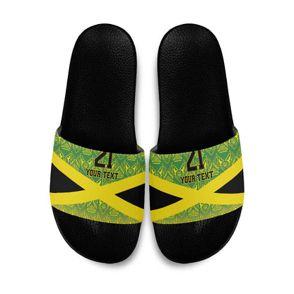 Afro-Jamaicans Custom Slide Sandals Reggae Boyz With Traditional Pattern