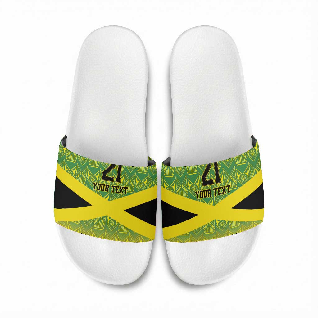 Afro-Jamaicans Custom Slide Sandals Reggae Boyz With Traditional Pattern