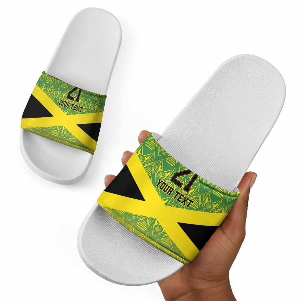 Afro-Jamaicans Custom Slide Sandals Reggae Boyz With Traditional Pattern