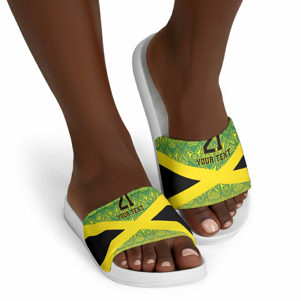 Afro-Jamaicans Custom Slide Sandals Reggae Boyz With Traditional Pattern