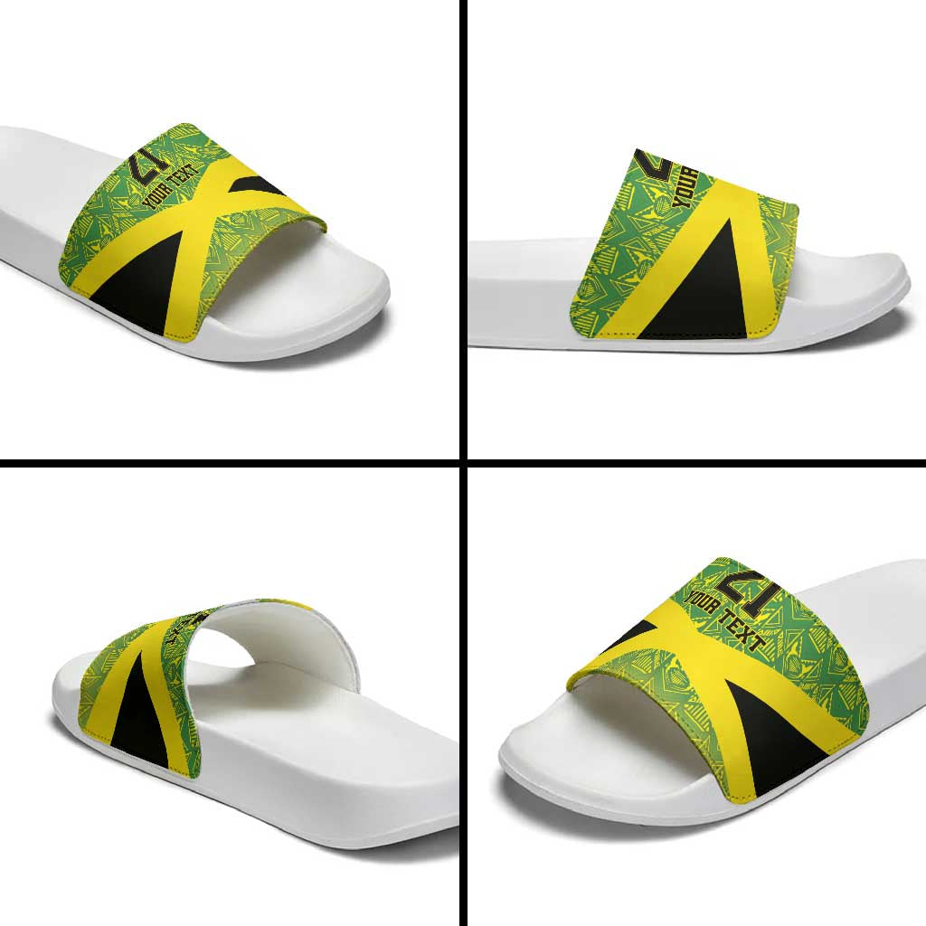 Afro-Jamaicans Custom Slide Sandals Reggae Boyz With Traditional Pattern