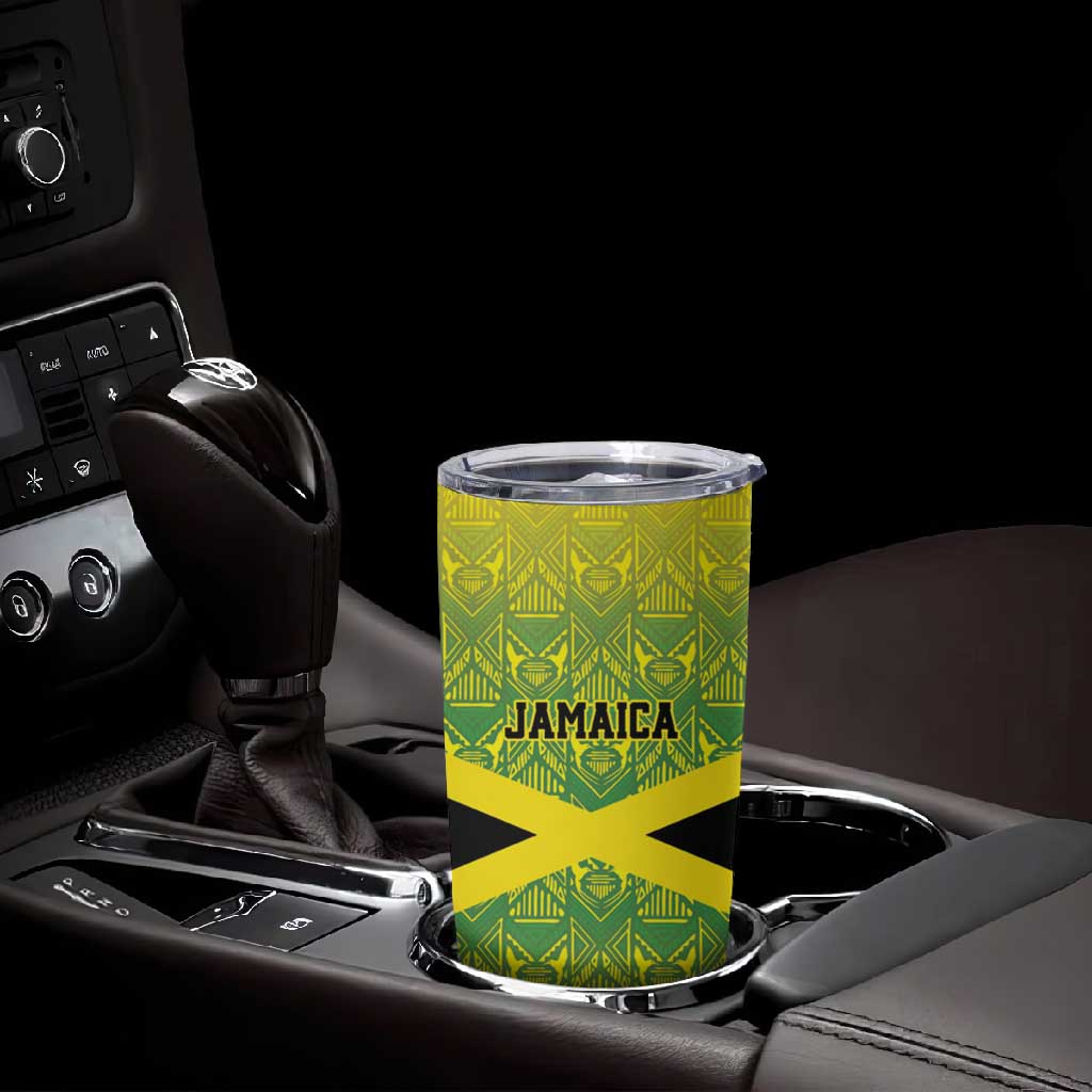 Afro-Jamaicans Custom Tumbler Cup Reggae Boyz With Traditional Pattern