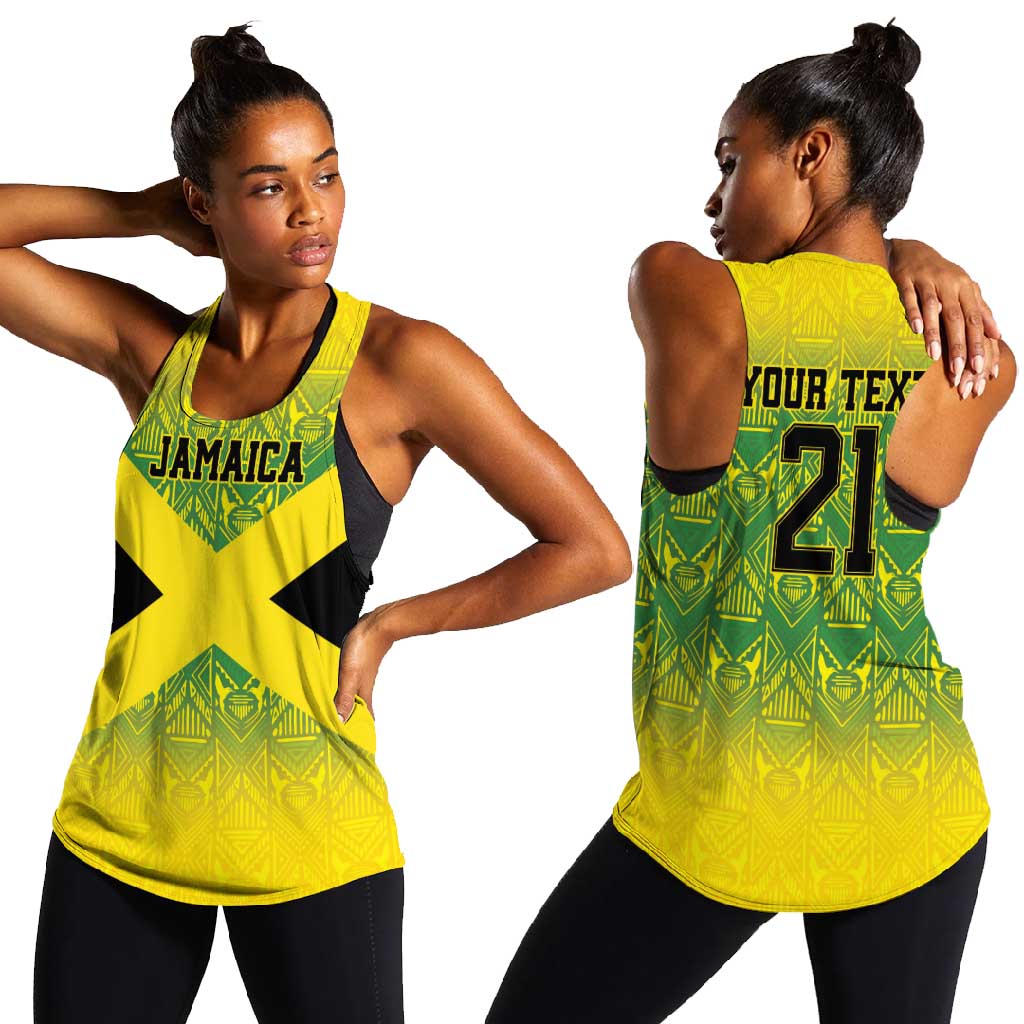 Afro-Jamaicans Custom Women Racerback Tank Reggae Boyz With Traditional Pattern