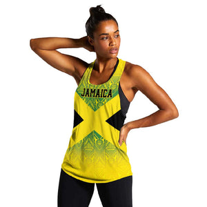 Afro-Jamaicans Custom Women Racerback Tank Reggae Boyz With Traditional Pattern