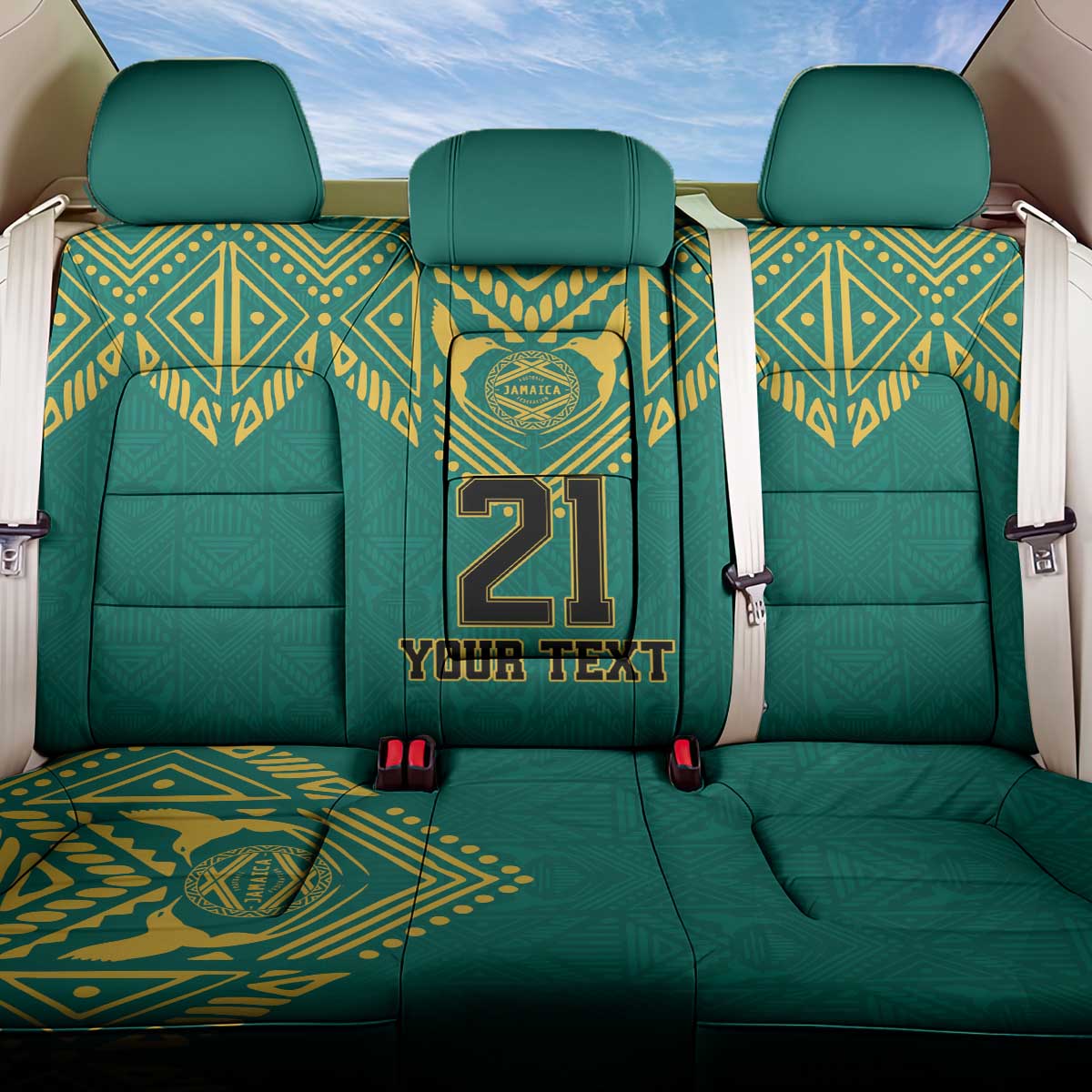 Afro-Jamaicans Tribal Custom Football Back Car Seat Cover Green Style