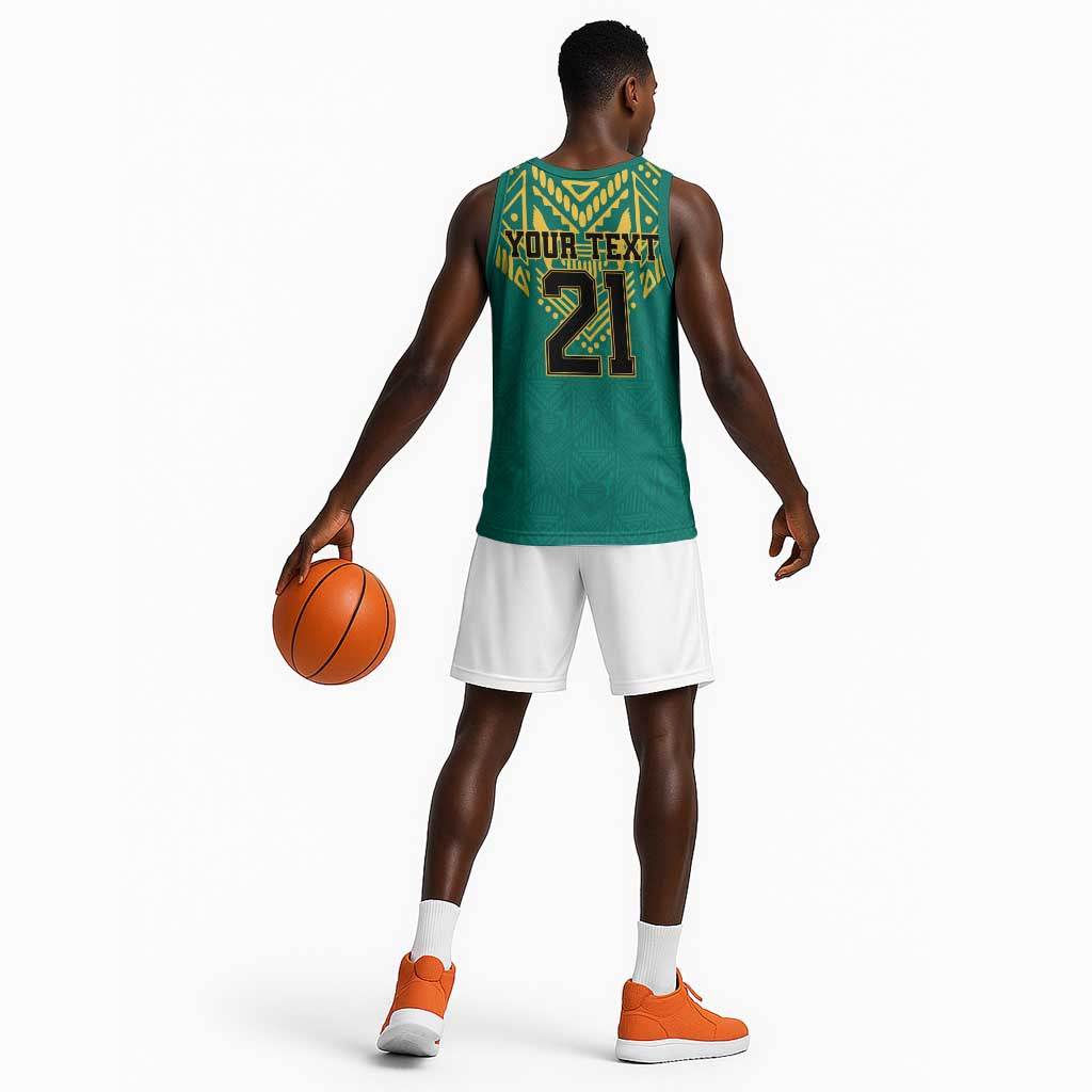 Afro-Jamaicans Tribal Custom Football Basketball Jersey Green Style LT9