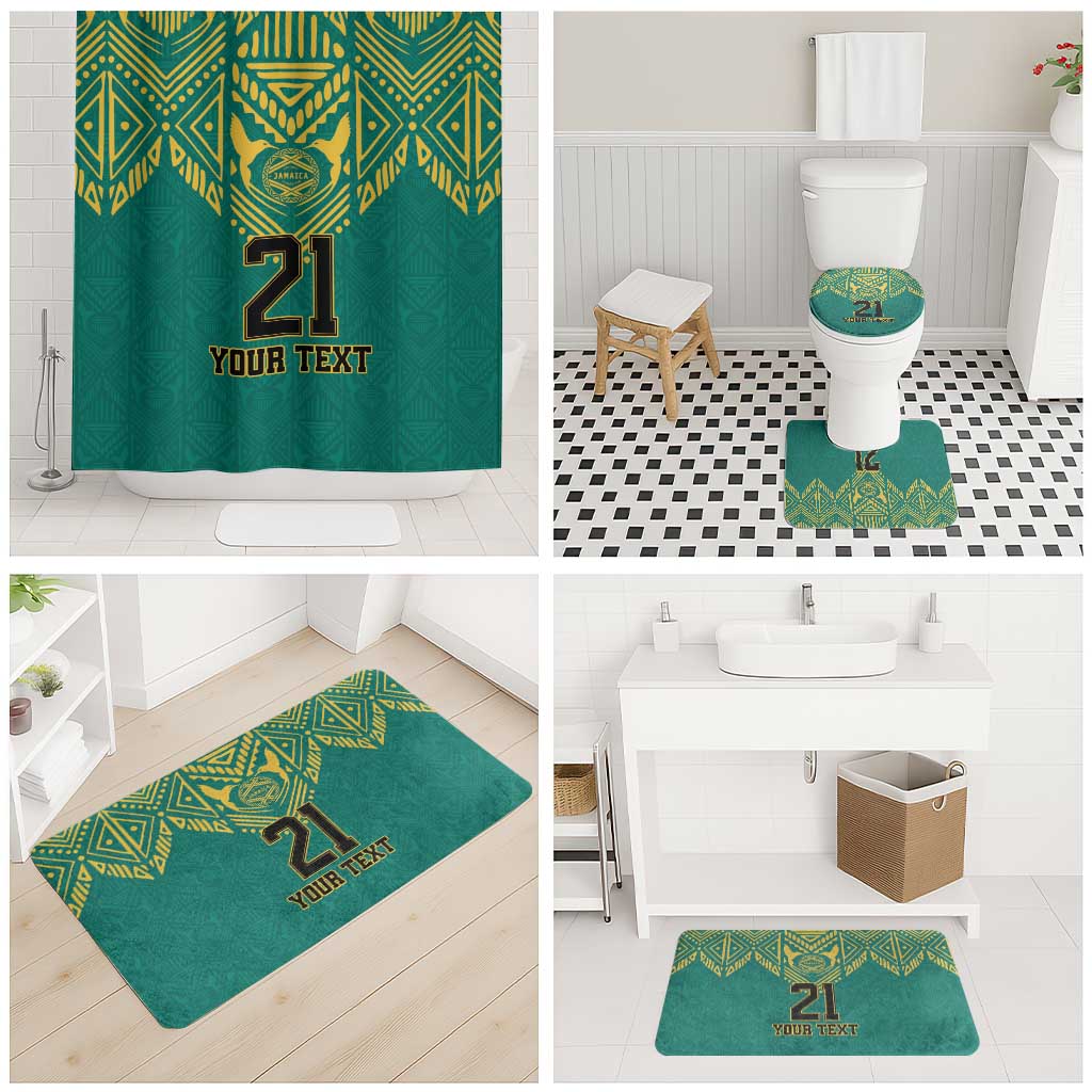 Afro-Jamaicans Tribal Custom Football Bathroom Set Green Style