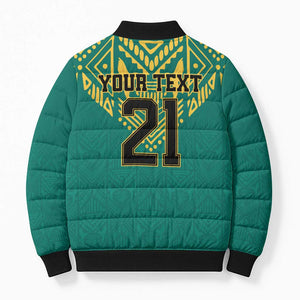 Afro-Jamaicans Tribal Custom Football Bomber Puffer Jacket Green Style