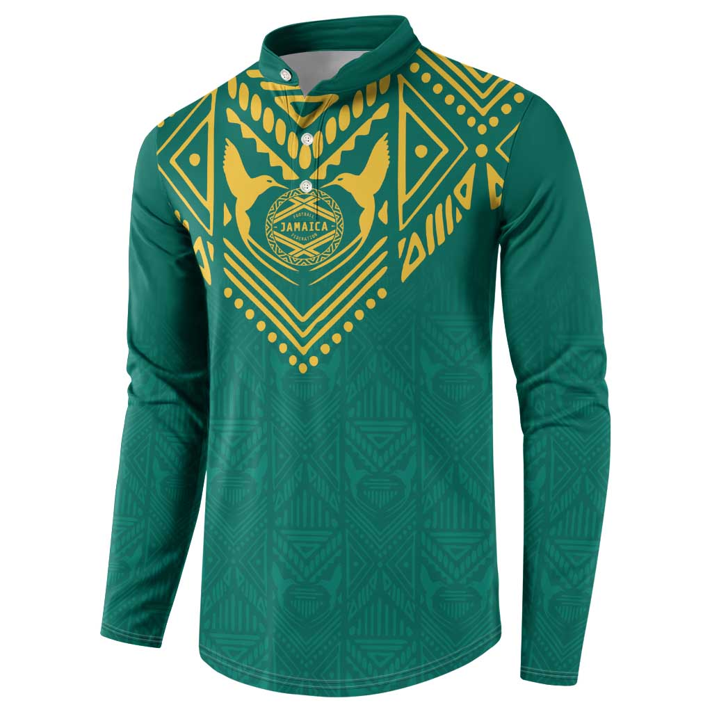 Afro-Jamaicans Tribal Custom Football Button Sweatshirt Green Style