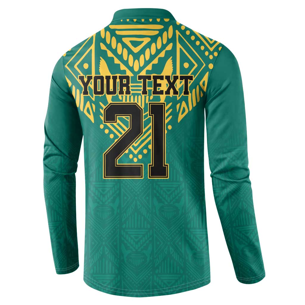 Afro-Jamaicans Tribal Custom Football Button Sweatshirt Green Style