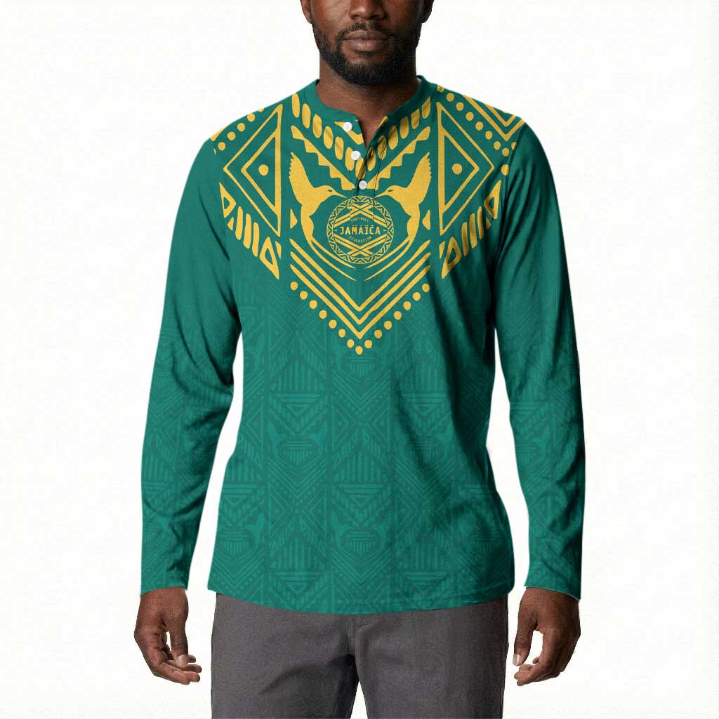 Afro-Jamaicans Tribal Custom Football Button Sweatshirt Green Style