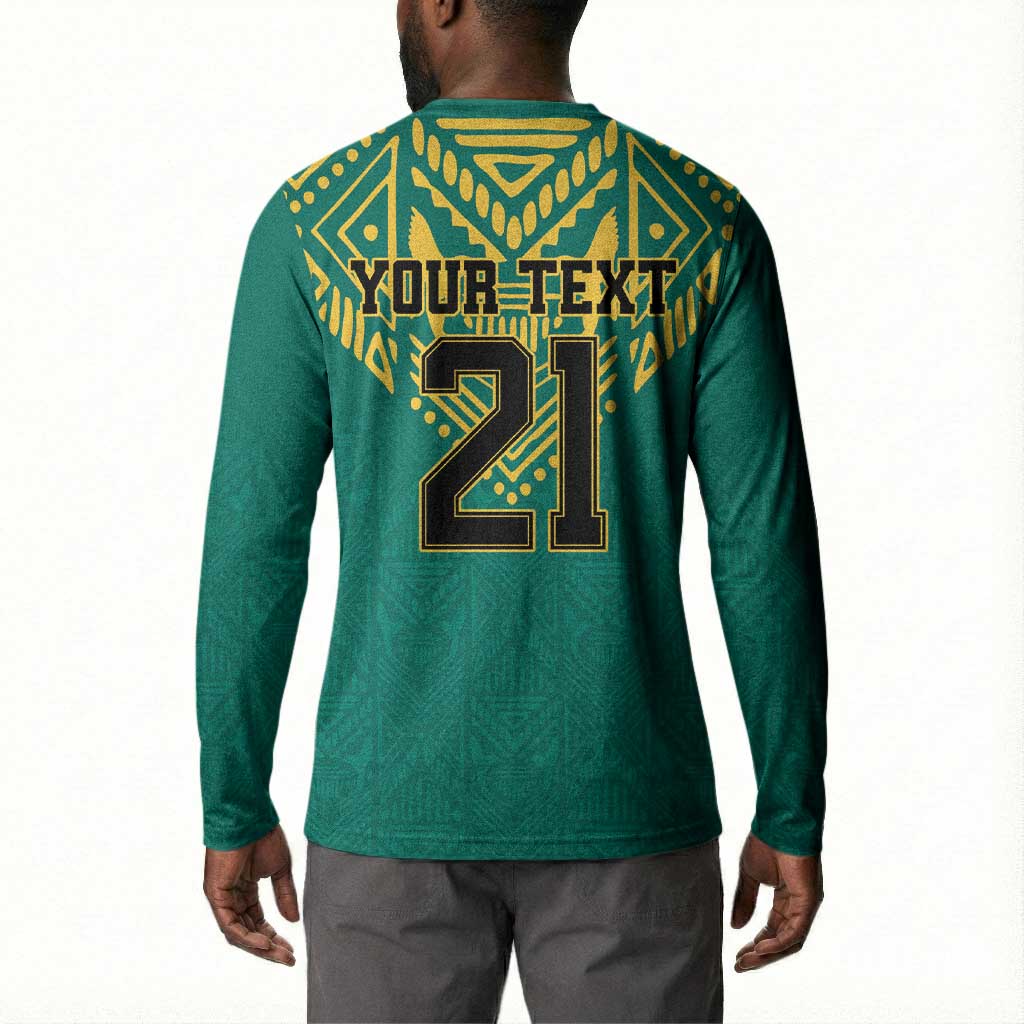Afro-Jamaicans Tribal Custom Football Button Sweatshirt Green Style