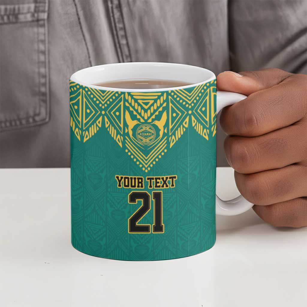 Afro-Jamaicans Tribal Custom Football Ceramic Mug Green Style