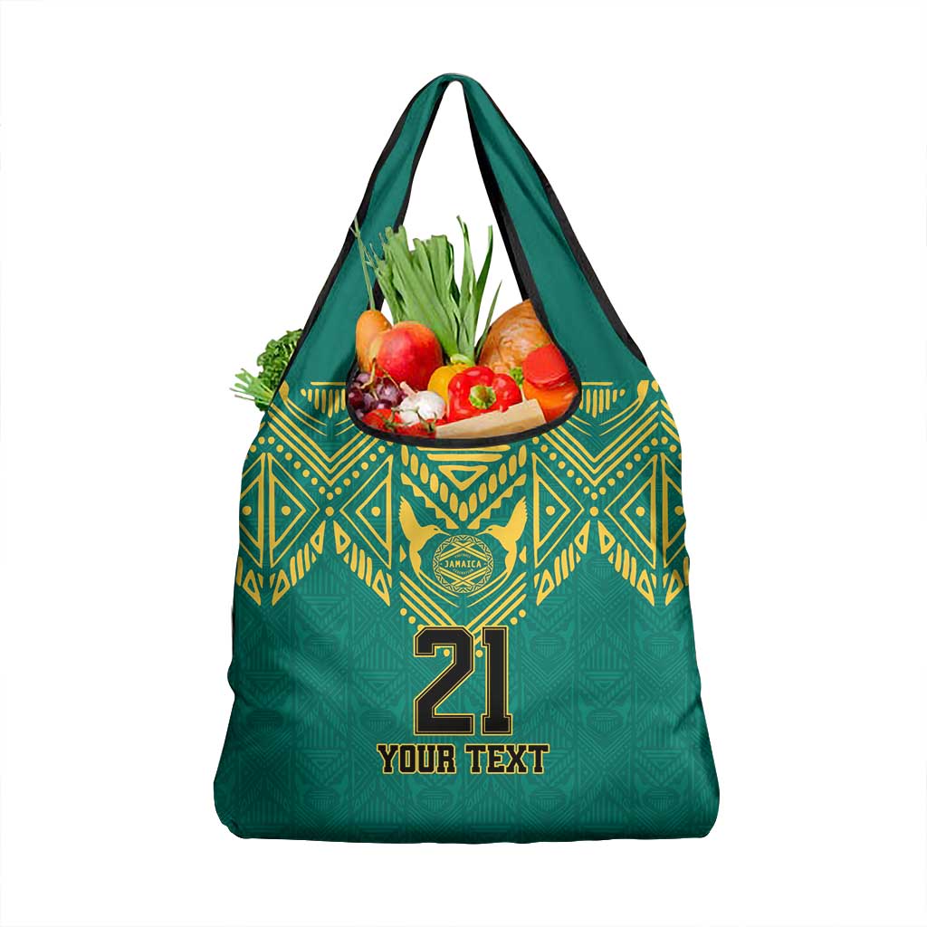 Afro-Jamaicans Tribal Custom Football Grocery Bag Green Style