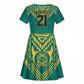 Afro-Jamaicans Tribal Custom Football Kid Short Sleeve Dress Green Style