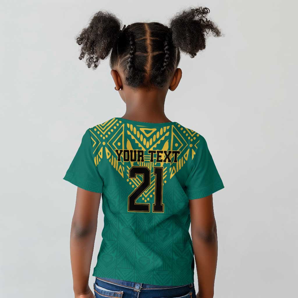 Afro-Jamaicans Tribal Custom Football Kid T shirt Green Style