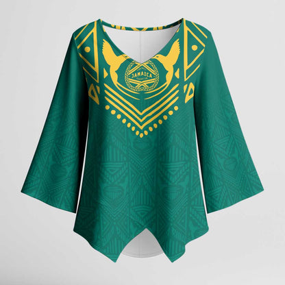 Afro-Jamaicans Tribal Custom Football Kimono Sleeve Blouse Green Style