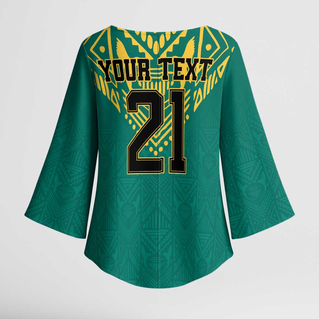 Afro-Jamaicans Tribal Custom Football Kimono Sleeve Blouse Green Style