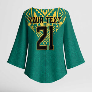 Afro-Jamaicans Tribal Custom Football Kimono Sleeve Blouse Green Style