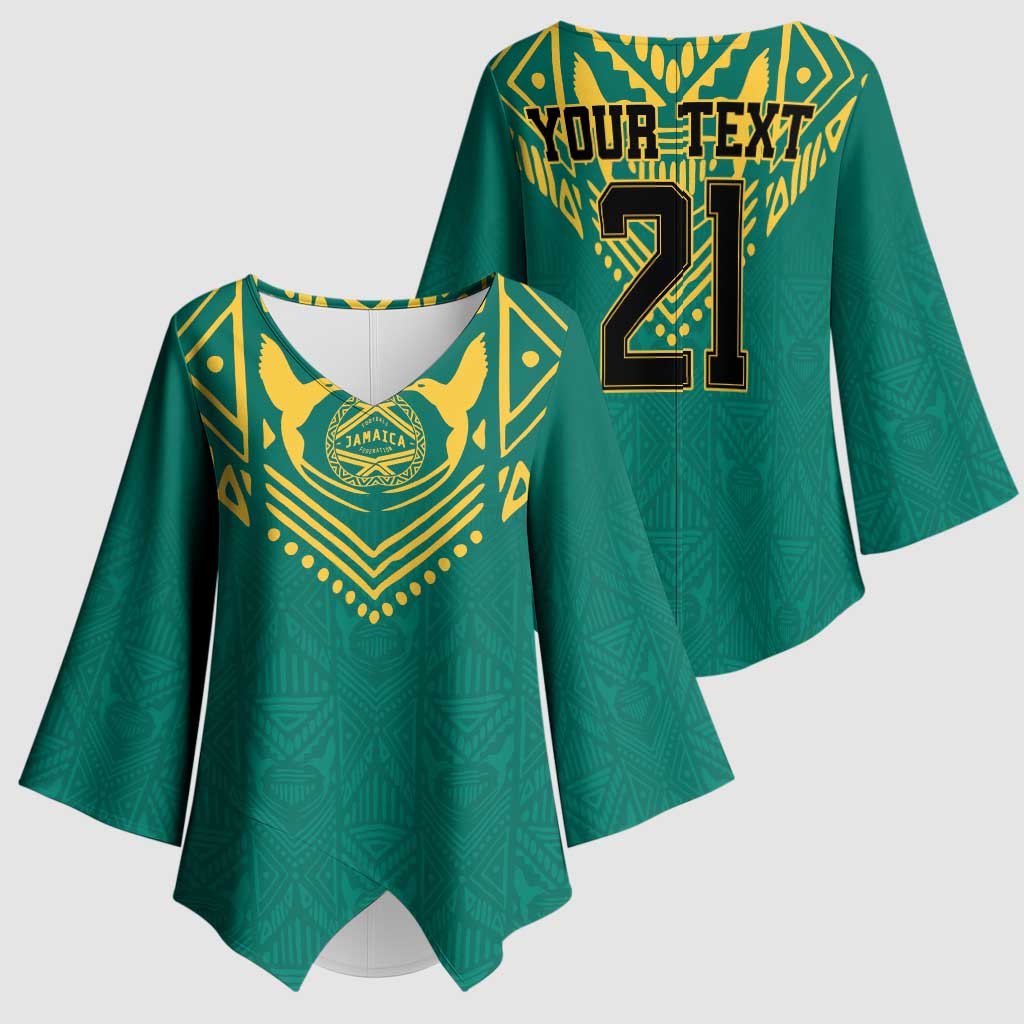 Afro-Jamaicans Tribal Custom Football Kimono Sleeve Blouse Green Style