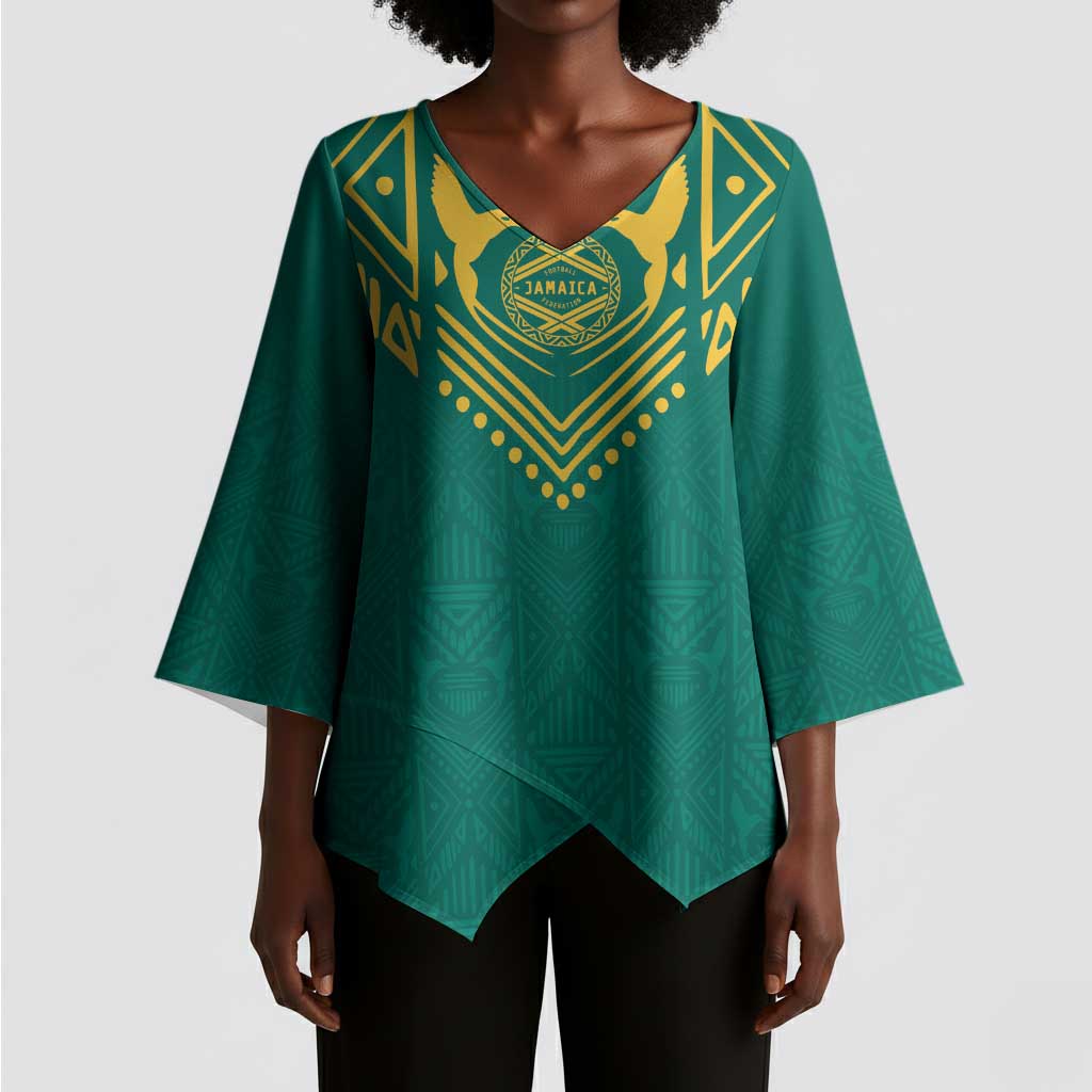 Afro-Jamaicans Tribal Custom Football Kimono Sleeve Blouse Green Style