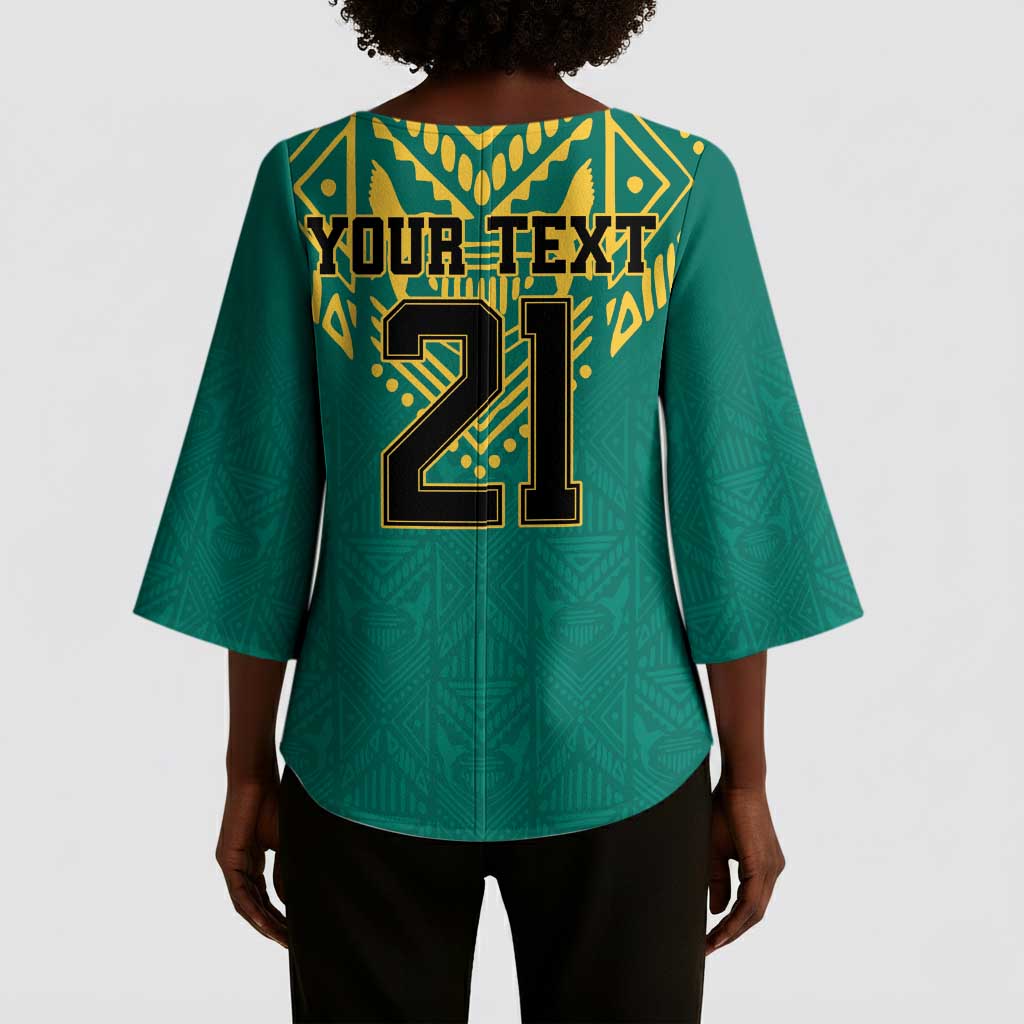 Afro-Jamaicans Tribal Custom Football Kimono Sleeve Blouse Green Style
