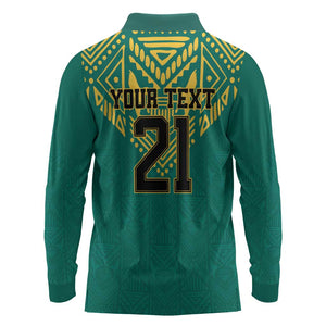 Afro-Jamaicans Tribal Custom Football Long Sleeve Polo Shirt Green Style