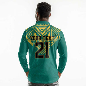 Afro-Jamaicans Tribal Custom Football Long Sleeve Polo Shirt Green Style