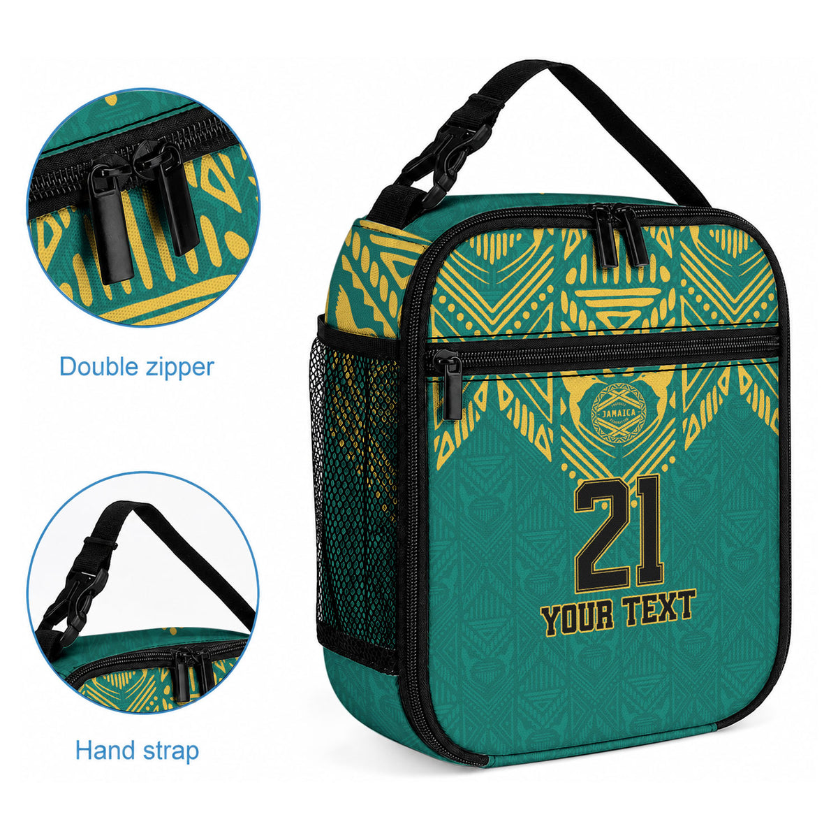 Afro-Jamaicans Tribal Custom Football Lunch Bag Green Style
