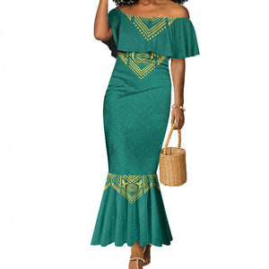 Afro-Jamaicans Tribal Custom Football Mermaid Dress Green Style