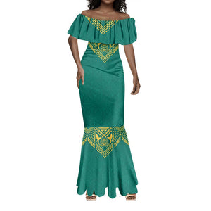 Afro-Jamaicans Tribal Custom Football Mermaid Dress Green Style